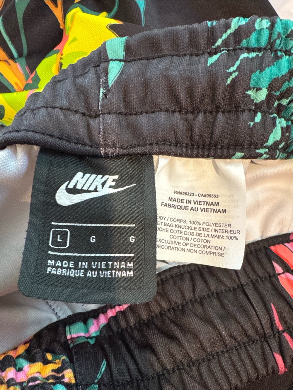 Nike Black Tropical Floral Track Pants with Neon Accents - Picture 10 of 10